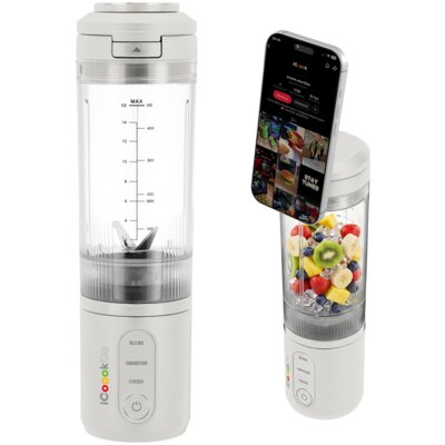 Blender personalny ICOOOK GO MBL-IC-01/B Biały bezprzewodowy z uchwytem magnetycznym na telefon