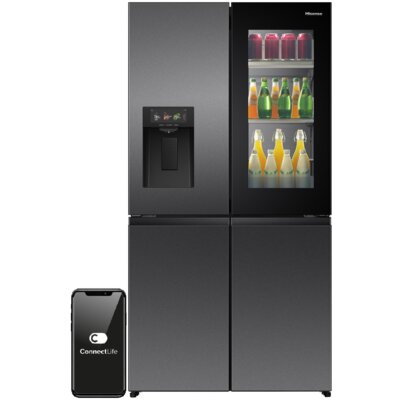 Lodówka HISENSE RQ600P7SKE No Frost Side by Side Kostkarka do lodu 179cm Ciemny inox