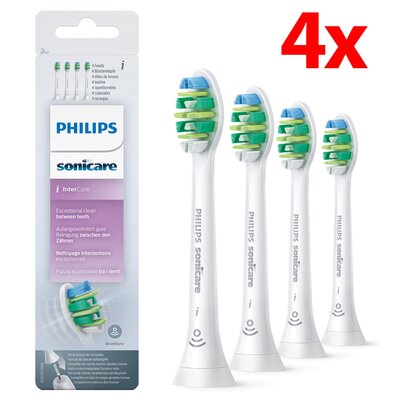 Oryginalne końcówki Philips Sonicare I INTER HX9004/10 Średnio miękkie włókna (4 szt. zapas na rok) (Trudno dostępne miejsca)