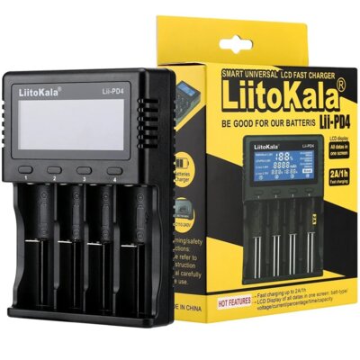 Ładowarka LIITOKALA LII-PD4+CAR do akumulatorów AA, AAA, C, SC, Li-Ion, IMR, LiFePO4 oraz Ni-MH/Ni-Cd