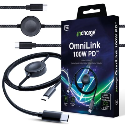Kabel USB-C - USB-C 3MK Incharge OmniLink 100W 1.5 m Czarny