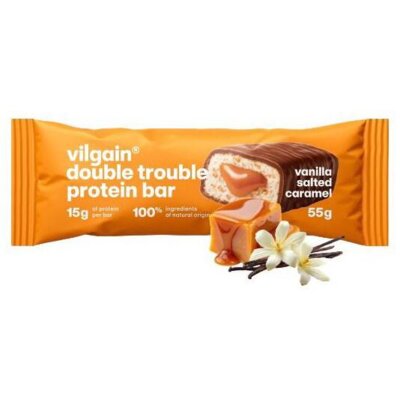 Baton proteinowy VILGAIN Double Trouble Protein Bar Wanilia ze słonym karmelem (55 g)