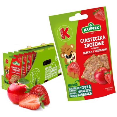 Ciasteczka zbożowe KUPIEC & KUBUŚ Jabłko-truskawka (14 x 50 g)