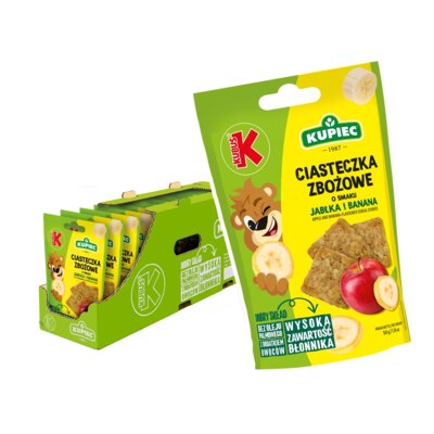 Ciasteczka zbożowe KUPIEC & KUBUŚ Jabłko-banan (14 x 50 g)