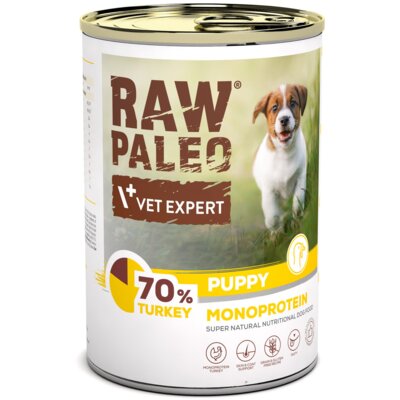 RAW PALEO PUPPY TURKEY 400g - mokra karma monoroteinowa dla szczeniąt z indykiem