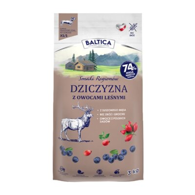 Karma dla psa BALTICA Smaki Regionów Adult Dziczyzna z owocami leśnymi XS/S 3 kg