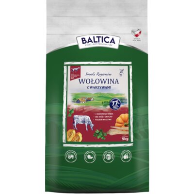 Karma dla psa BALTICA Smaki Regionów Adult Wołowina z warzywami M/L 9 kg