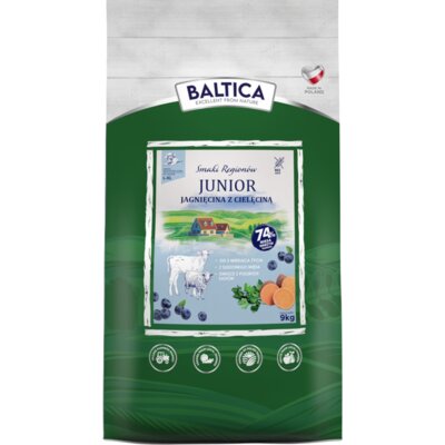 Karma dla psa BALTICA Smaki Regionów Junior Jagnięcina z cielęciną 9 kg
