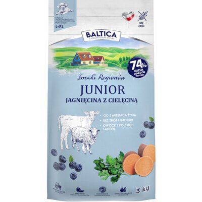 Karma dla psa BALTICA Smaki Regionów Junior Jagnięcina z cielęciną 3 kg