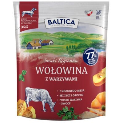 Karma dla psa BALTICA Smaki Regionów Adult Wołowina z warzywami XS/S 1 kg