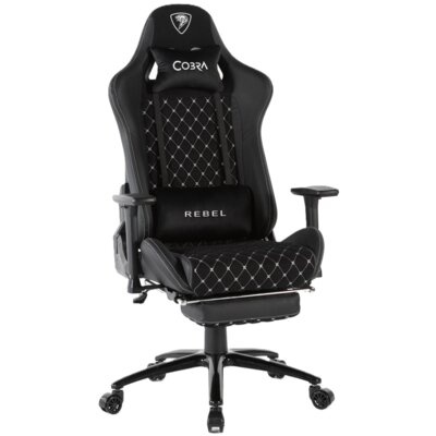 Fotel gamingowy COBRA Rebel 5.0 Large CR500P Czarny (białe elementy)