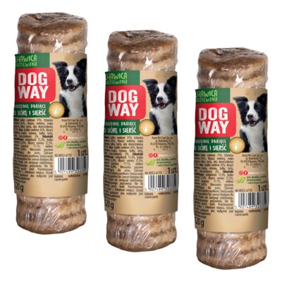 Przysmak dla psa DOGWAY Tchawica mini z nadzieniem Skóra i sierść 3 x 120 g