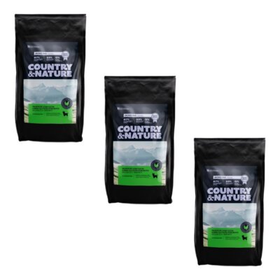 Karma dla psa COUNTRY & NATURE Jagnięcina z indykiem 3 x 9 kg