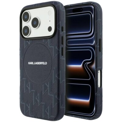 Etui KARL LAGERFELD Monogram Logo MagSafe do Apple iPhone 17 Pro Niebieski