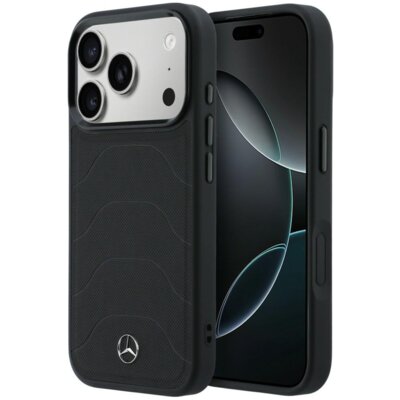 Etui MERCEDES Leather Mesh with Bow Line MagSafe do Apple iPhone 17 Pro Max Czarny