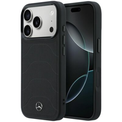 Etui MERCEDES Leather Mesh with Bow Line MagSafe do Apple iPhone 17 Pro Czarny