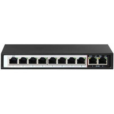Switch EXTRALINK Ceres 8x Port PoE/PoE+ Fast Ethernet, 10 portów, Funkcja PoE