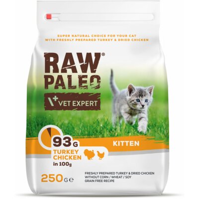 RAW PALEO KITTEN - sucha karma z indykiem i kurczakiem dla kociąt 250g