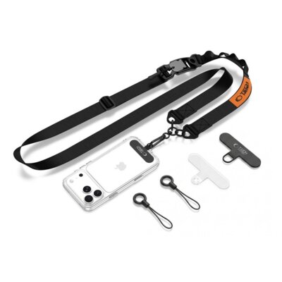 Smycz do telefonu TECH-PROTECT C9S Rope Crossbody Czarno-pomarańczowy