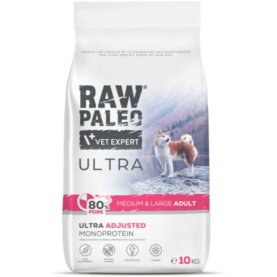 RAW PALEO ULTRA PORK ADULT MEDIUM/LARGE - sucha karma z wieprzowiną dla psów dorosłych ras średnich I dużych 10kg