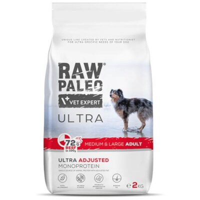 RAW PALEO ULTRA BEEF ADULT MEDIUM/LARGE - sucha karma z wołowiną dla psów dorosłych ras średnich I dużych 2kg