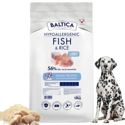 Baltica Nutraceutic Light Sucha Karma dla Psa Hipo Ryba z Ryżem M 12kg