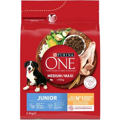 Karma dla psa PURINA ONE Medium/Maxi Junior Kurczak z ryżem 2.5 kg