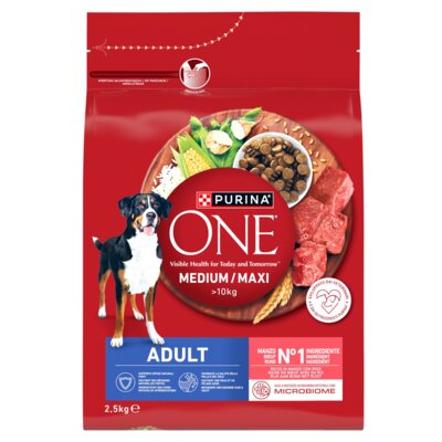 Karma dla psa PURINA ONE Adult Medium Maxi Wołowina z ryżem 2.5 kg