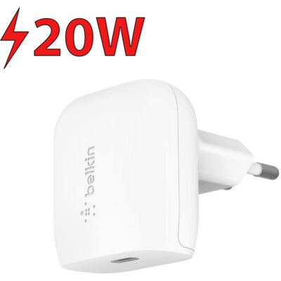 Ładowarka sieciowa BELKIN PD Home Charger WCA003VFWH 20W Biały ładowarka do telefonu USB-C