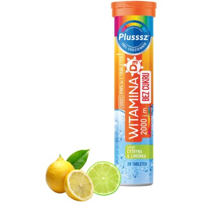 Witamina D3+K2 PLUSSSZ Cytryna-limonka (20 tabletek)