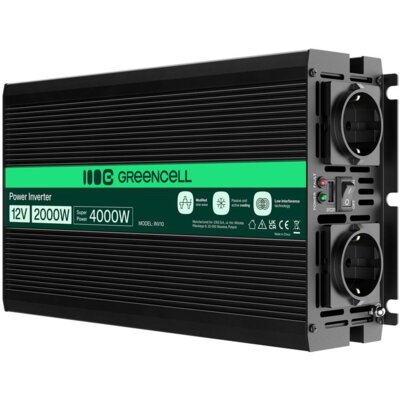 Przetwornica GREENCELL 12V na 230V 2000W/4000W Modyfikowana sinusoida