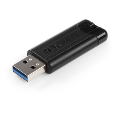 Pendrive VERBATIM PinStripe 128GB, USB 3.2 Gen. 1 (USB 3.0), Odczyt 30 Mb/s, Zapis 10 Mb/s Czarny
