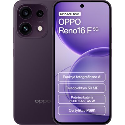 Smartfon OPPO Reno 16 F 5G 8/256GB 6.57" 120Hz Ciemnofioletowy