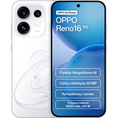 Smartfon OPPO Reno 16 5G 8/256GB 6.32" 120Hz Biały