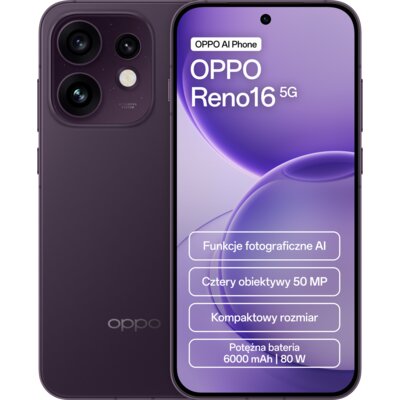 Smartfon OPPO Reno 16 5G 8/256GB 6.32" 120Hz Ciemnofioletowy