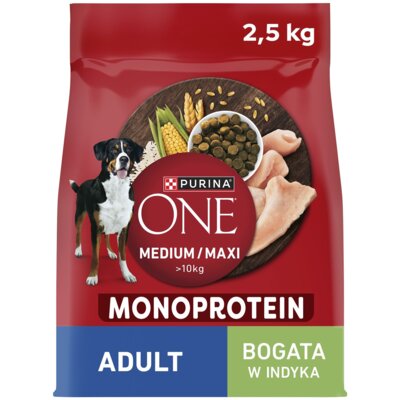 Karma dla psa PURINA ONE Medium Maxi Monoprotein Indyk 2.5 kg