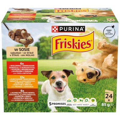 Karma dla psa FRISKIES Mix smaków Wołowina, Kurczak, Jagnięcina w sosie 24 x 85 g