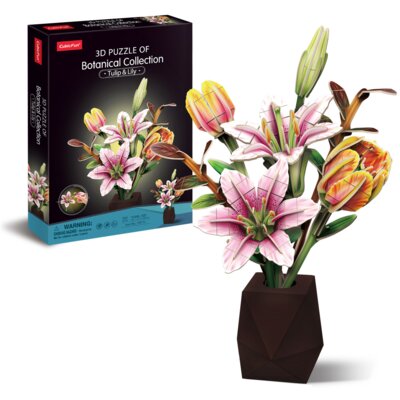 Puzzle 3D CUBIC FUN Botanical Kwiaty Lilia I Tulipan 306-P871H (103 elementy)