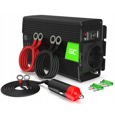 Przetwornica GREENCELL 12V na 230V 300W/600W Modyfikowana sinusoida