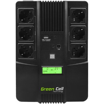 Zasilacz UPS GREENCELL UPS06 AiO 600VA 360W z wyświetlaczem LCD