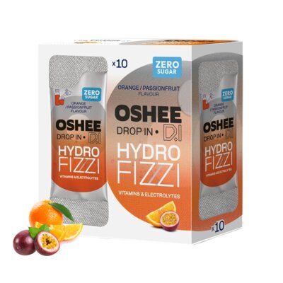 Napój dla sportowców OSHEE Drop In HydroFizzi ZERO Pomarańcza-marakuja (10 saszetek)