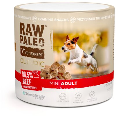 RAW PALEO Olympic Beef Mini 90g - hipoalergiczny monoproteinowy przysmak treningowy dla psa