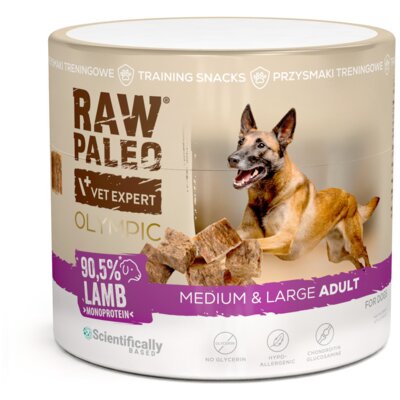 RAW PALEO Olympic Lamb Medium Large 90g - hipoalergiczny monoproteinowy przysmak treningowy dla psa