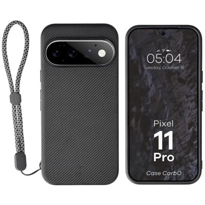 Etui BIZON Case CarbO MagSafe do Google Pixel 11 Pro Czarny