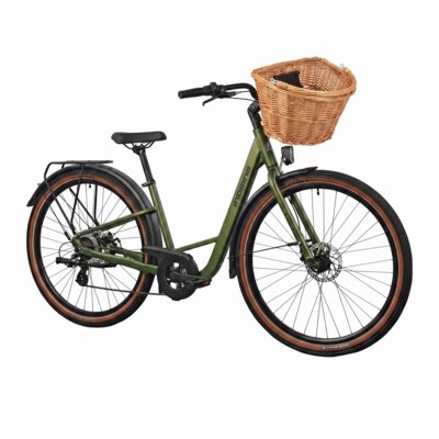 Rower miejski INDIANA X3 29 cali damski Zielony + Koszyk wiklinowy na rower VÖGEL VKS-505 Stylowy