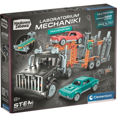 Klocki plastikowe CLEMENTONI Naukowa zabawa Laboratorium mechaniki Transporter 50290