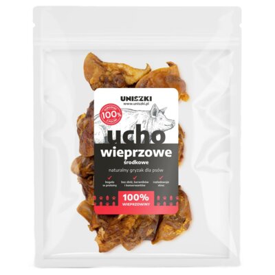 Gryzak dla psa UNISZKI Ucho wieprzowe środkowe 500 g