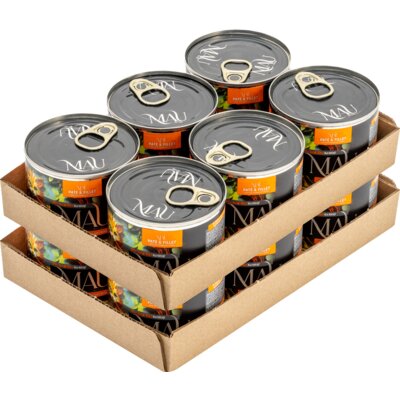 Karma dla kota MAU Pasztet i Filet Kaczka z mango i dziką różą 12 x 185 g