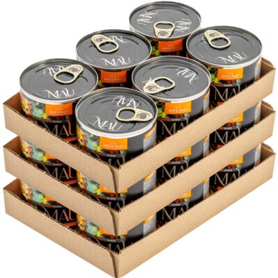 Karma dla kota MAU Pasztet i Filet Kaczka z mango i dziką różą 18 x 185 g