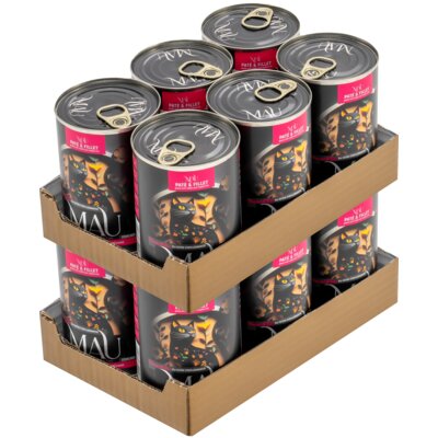 Karma dla kota MAU Pasztet i Filet Gęś z królikiem i malinami 12 x 400 g